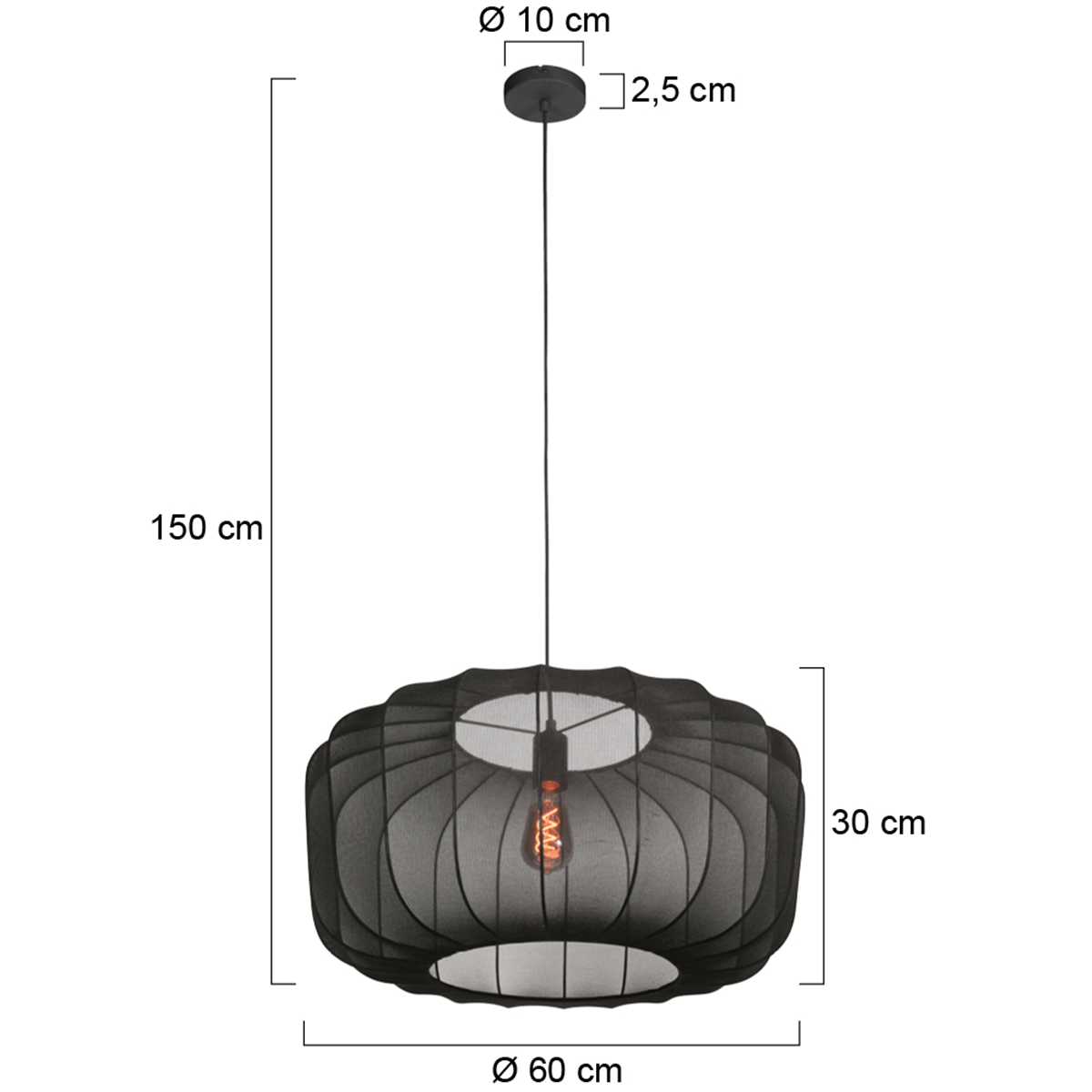 Suspension japandi noire en textile Anne Lighting Sable – Image 7
