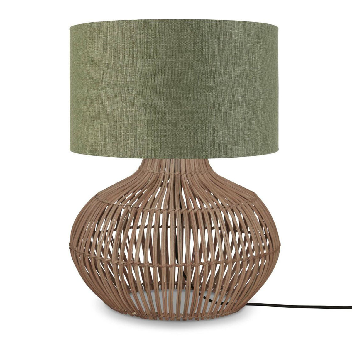 Lampe de table bohème en rotin et lin vert GOOD & MOJO Kalahari