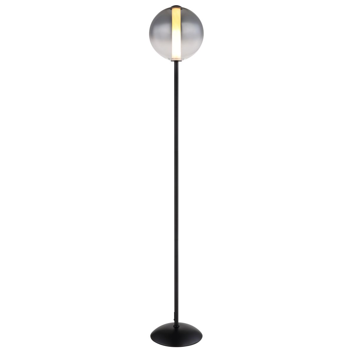 Lampe sur pied moderne avec globe en verre fumé Lacy
