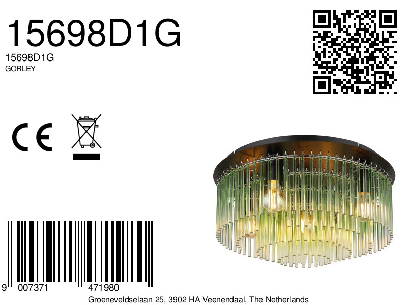 Lampe de plafond moderne avec tiges en verre vertes Gorley – Image 7
