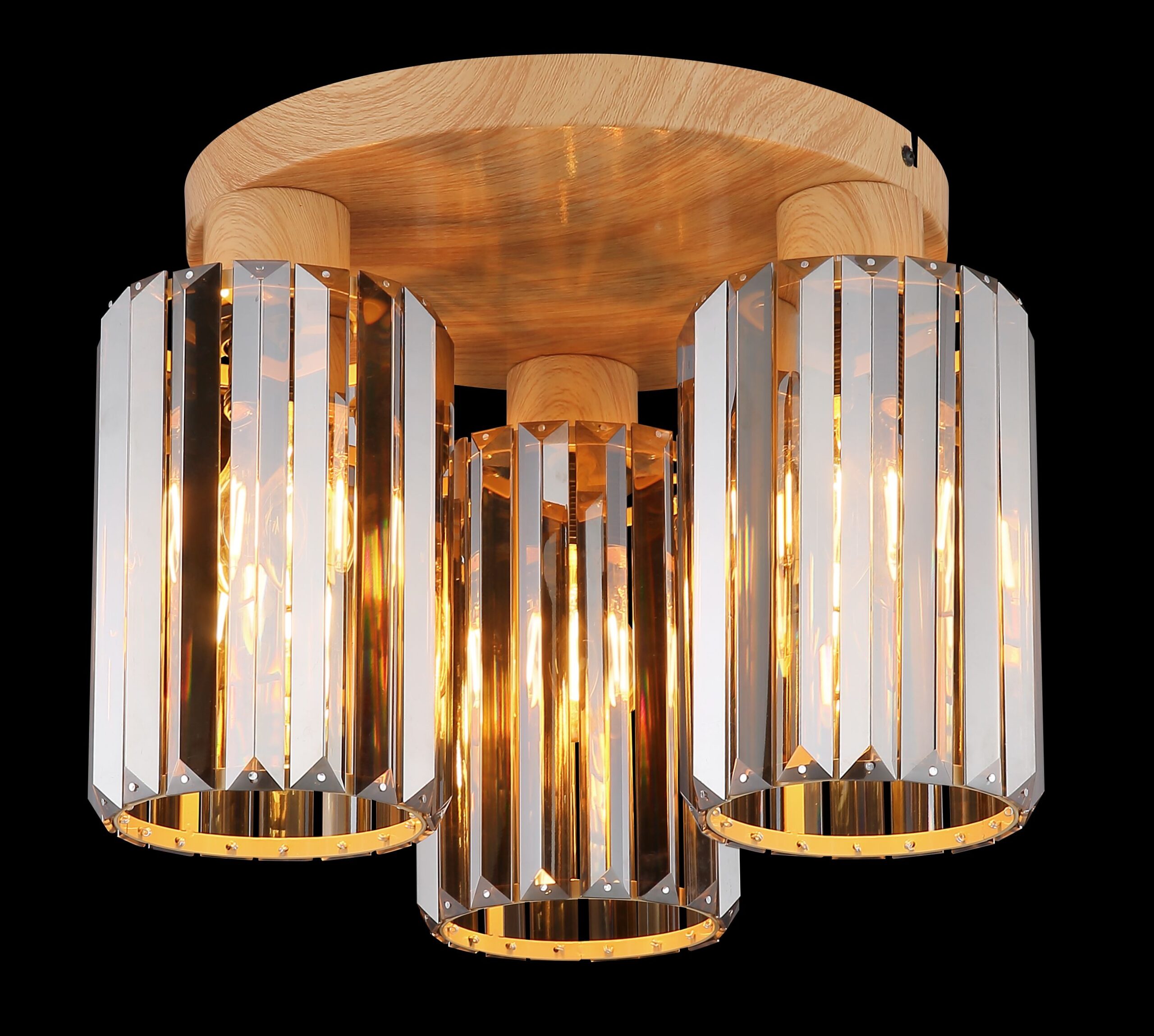 Lampe de plafond en bois avec cristaux Run – Image 4