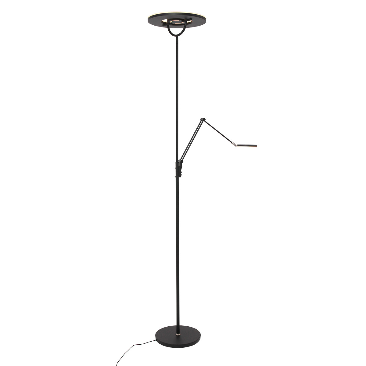Lampadaire noir avec lampe de lecture réglable Steinhauer Soleil