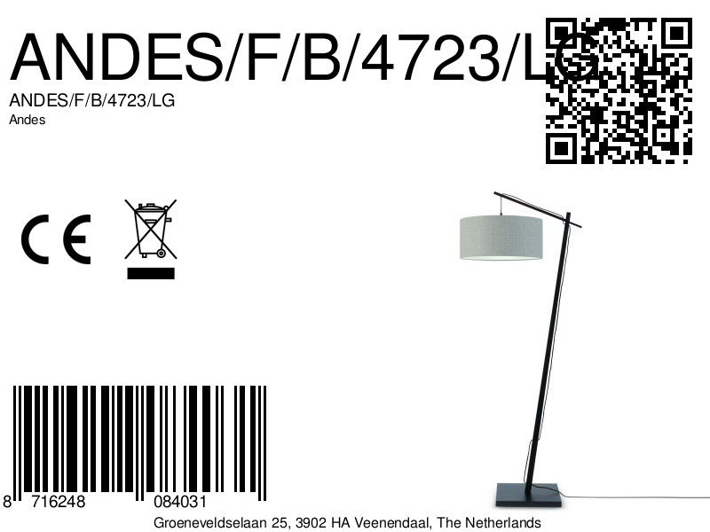 Lampadaire bohème gris en bambou GOOD & MOJO Andes – Image 9