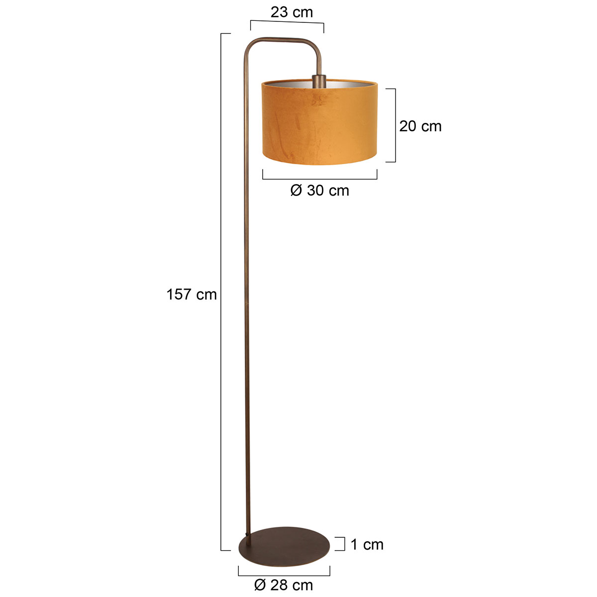 Lampadaire en bronze avec abat-jour en velours doré Mexlite Forma – Image 7
