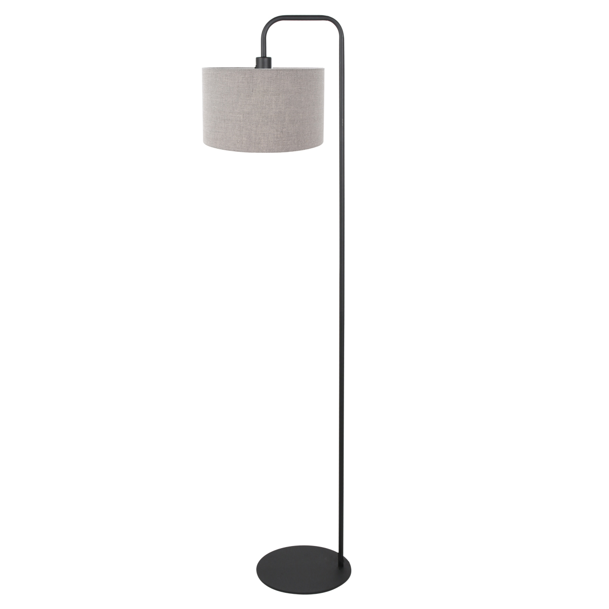 Lampe sur pied noire avec abat-jour en lin gris Mexlite Forma – Image 3