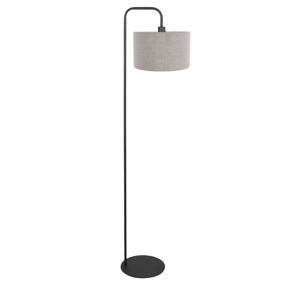 Lampe sur pied noire avec abat-jour en lin gris Mexlite Forma