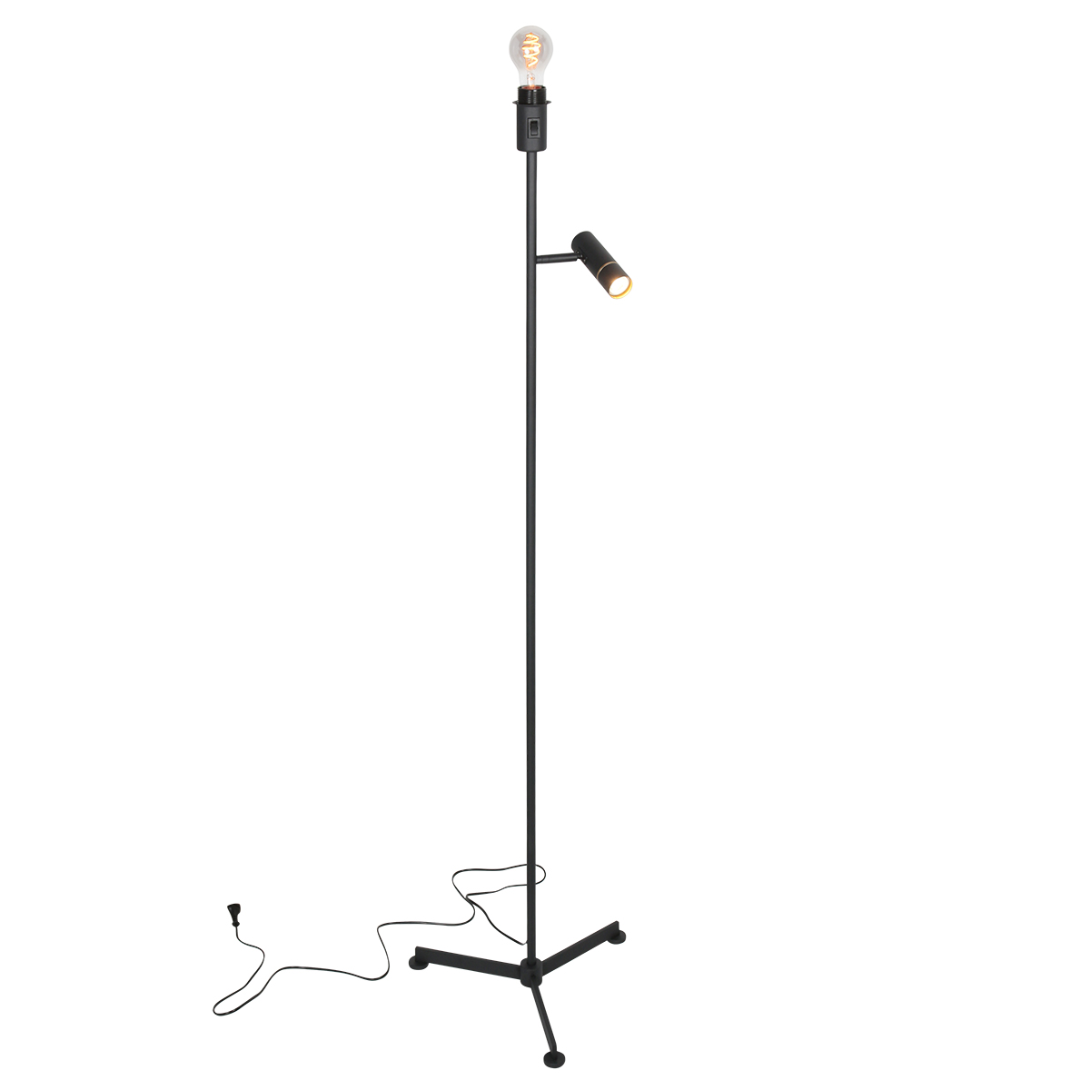 Lampe de sol noire avec liseuse sur 3 pieds Steinhauer Stang – Image 8