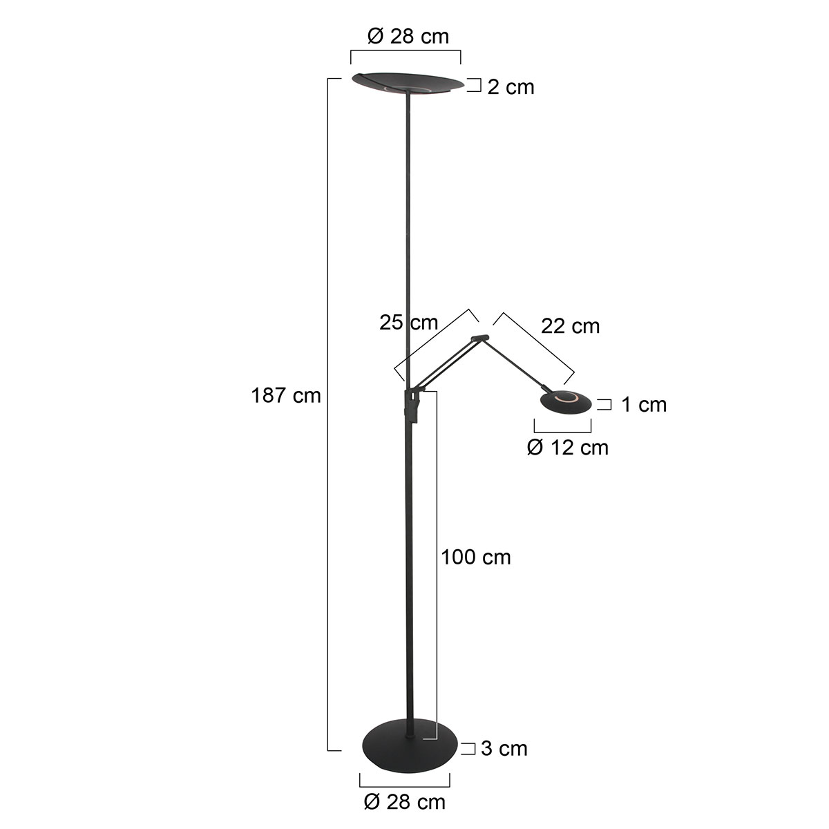 Lampe sur pied noire avec uplight et bras de lecture Steinhauer Exclusive Zenith2 – Image 7