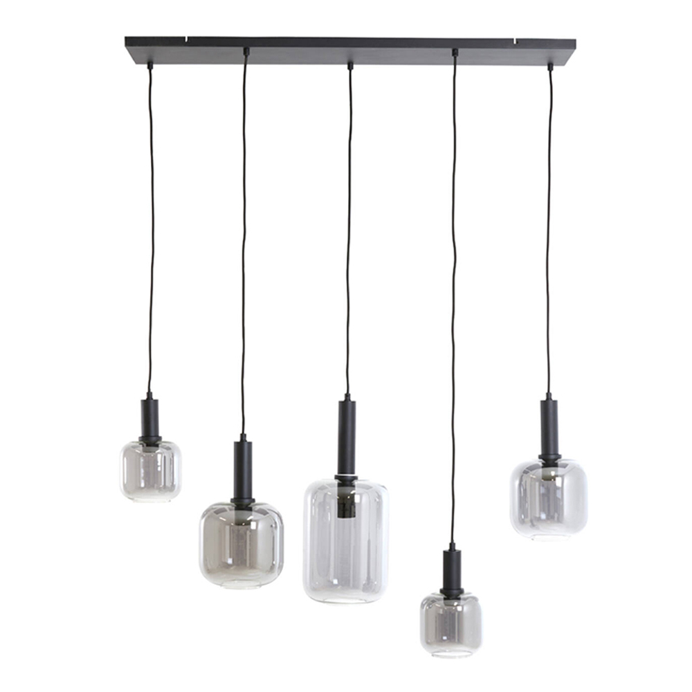 Suspension en verre fumé argenté rétro Light & Living Lekar