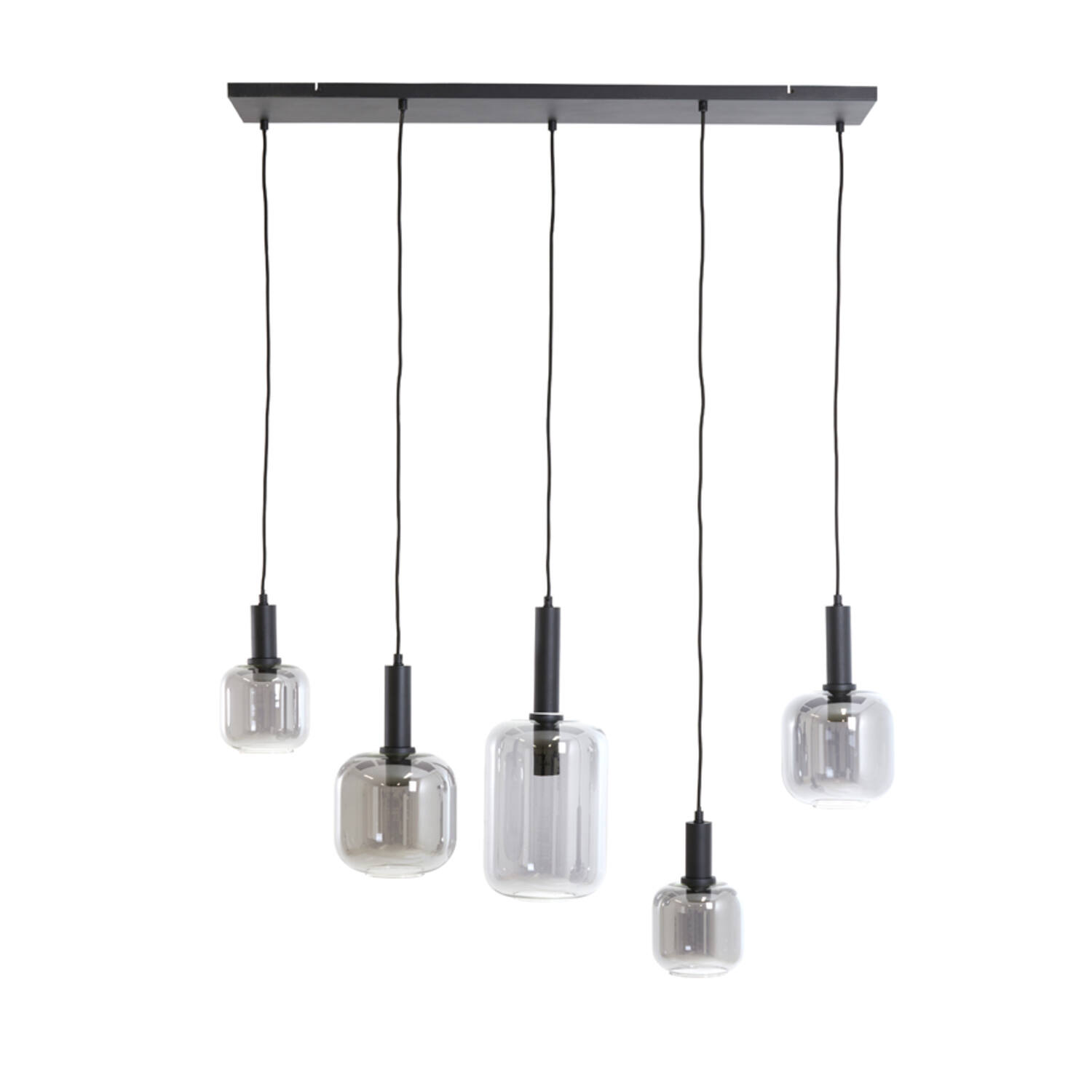 Suspension en verre fumé argenté rétro Light & Living Lekar – Image 3
