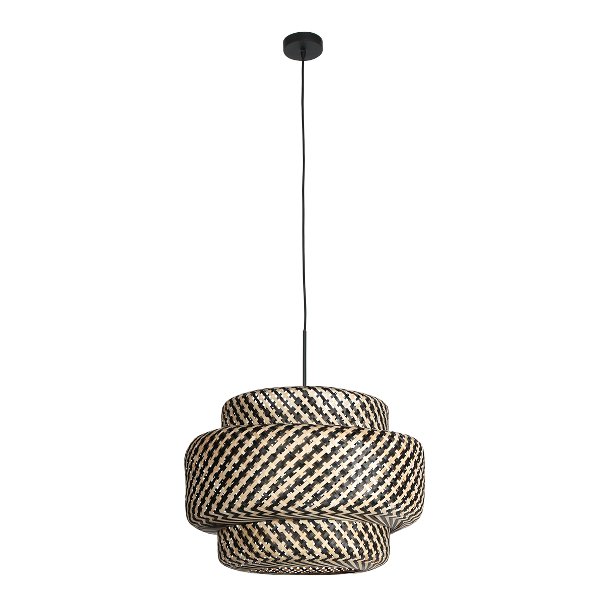 Lampe suspendue abat-jour bambou superposé naturel et noir Steinhauer Okavi – Image 3